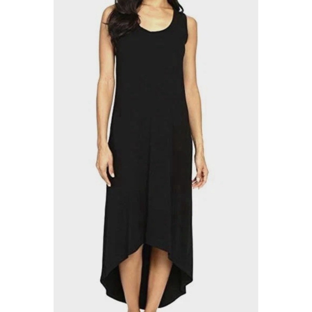 Fresh Produce Hi-Lo Sleeveless Beach Maxi Dress Large Scoop Neck Stretch USA